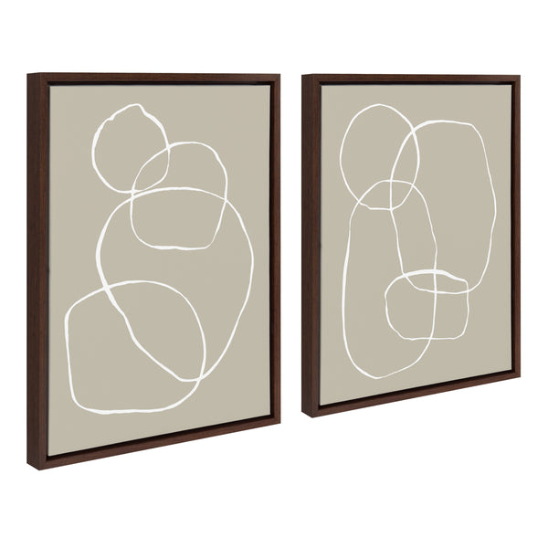 Kate & Laurel Sylvie Beige Going In Circles Framed Canvas Set By Teju Reval Of SnazzyHues