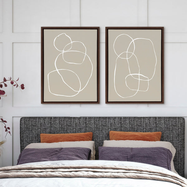 Kate & Laurel Sylvie Beige Going In Circles Framed Canvas Set By Teju Reval Of SnazzyHues