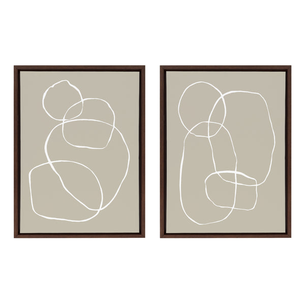 kate & laurel Sylvie Beige Going in Circles Framed Canvas Set by Teju Reval of SnazzyHues