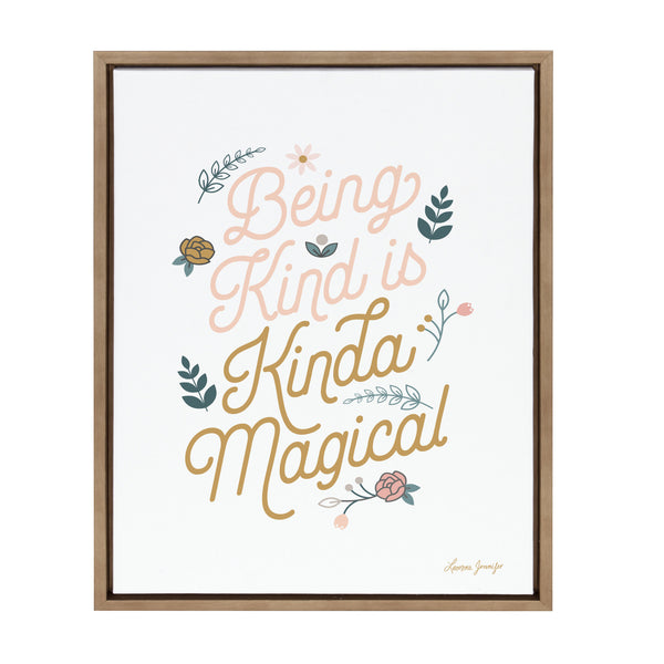 kate & laurel Sylvie Being Kind is Kinda Magical v2 Framed Canvas by Yellow Heart Art
