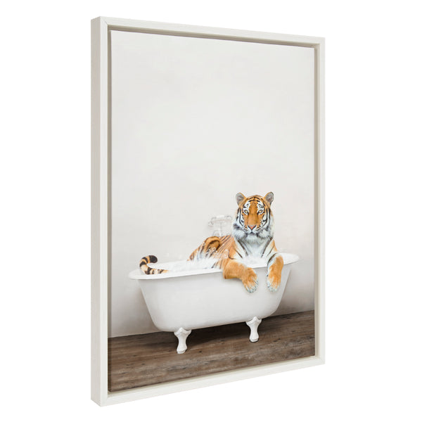 Kate & Laurel Sylvie Bengal Tiger In Rustic Bath Framed Canvas By Amy Peterson Art Studio