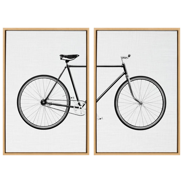 kate & laurel Sylvie Bicycle Framed Canvas by Simon Te of Tai Prints