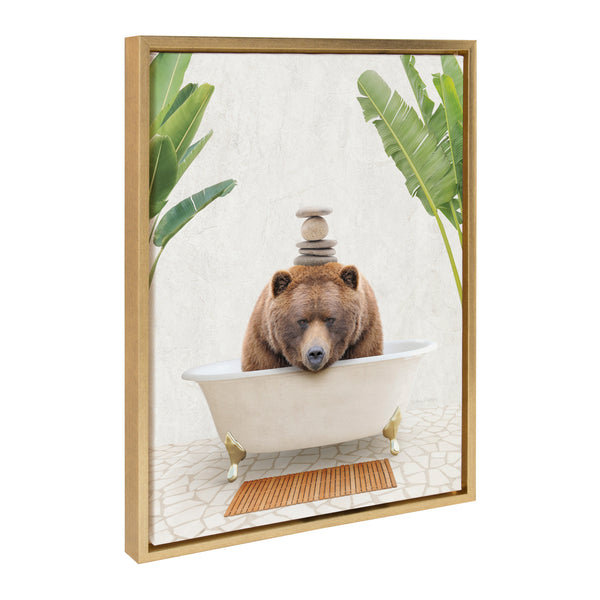 Kate & Laurel Sylvie Big Bear Bali Bath Framed Canvas By Amy Peterson Art Studio