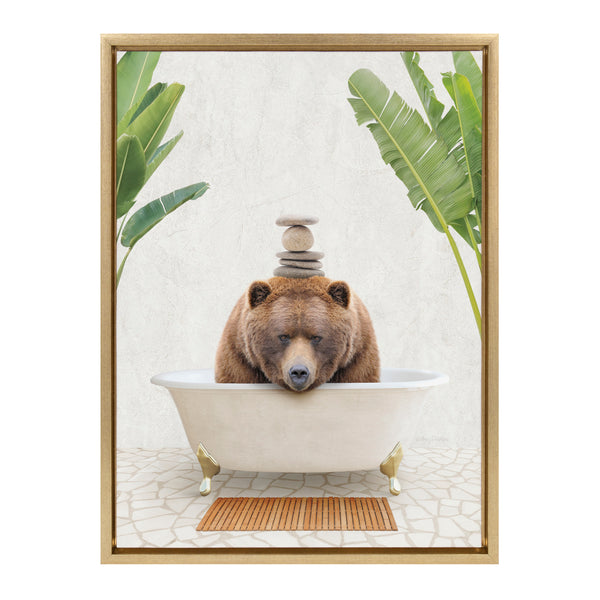 Kate & Laurel Sylvie Big Bear Bali Bath Framed Canvas By Amy Peterson Art Studio