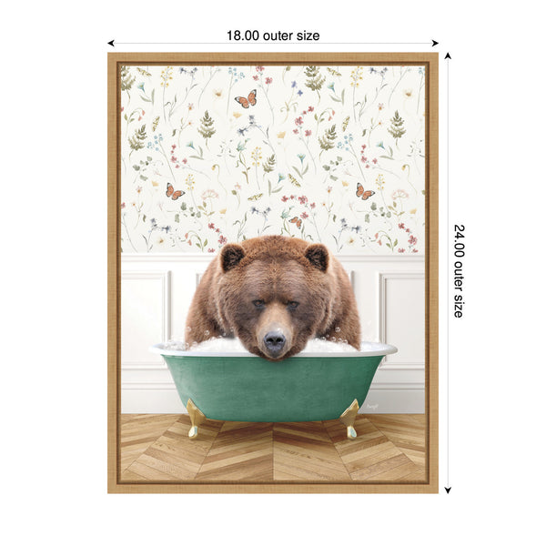 Kate & Laurel Sylvie Big Bear In Meadow Bathtub Framed Canvas By Amy Peterson