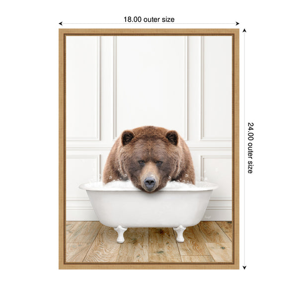 Kate & Laurel Sylvie Big Bear In Traditional Vintage Bathtub Framed Canvas By Amy Peterson