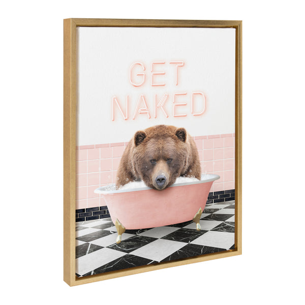 Kate & Laurel Sylvie Big Bear Retro Neon Sign Bath Framed Canvas By Amy Peterson