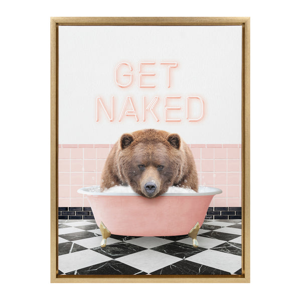 Kate & Laurel Sylvie Big Bear Retro Neon Sign Bath Framed Canvas By Amy Peterson