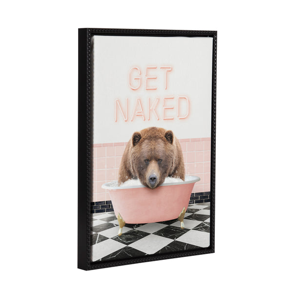 kate & laurel Sylvie Big Bear Retro Neon Sign Bath Framed Canvas by Amy Peterson