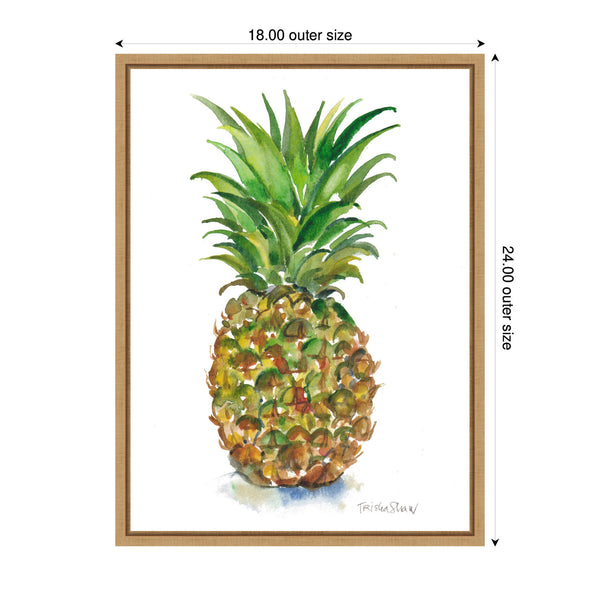 Kate & Laurel Sylvie Big Bright Pineapple Framed Canvas By Patricia Shaw