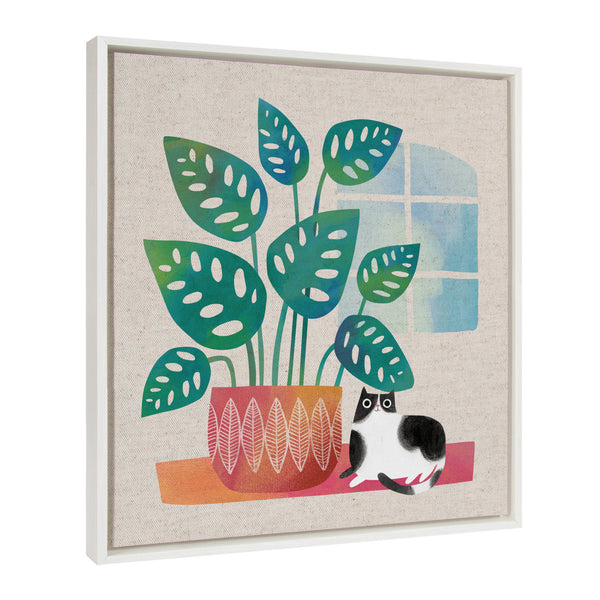 kate & laurel Sylvie Big Plant Framed Canvas by Planet Cat