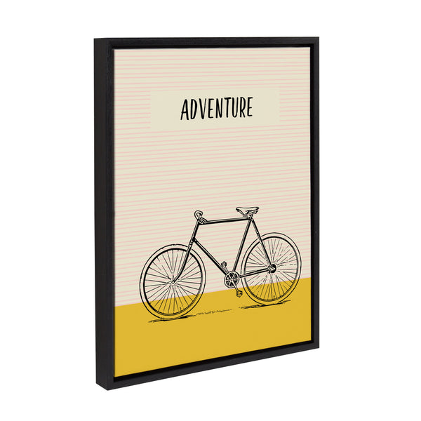 Kate & Laurel Sylvie Bike Yellow Adventure Framed Canvas By Apricot And Birch