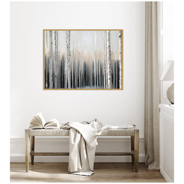 Kate & Laurel Sylvie Birch Tree Glow Framed Canvas By Mary Sparrow