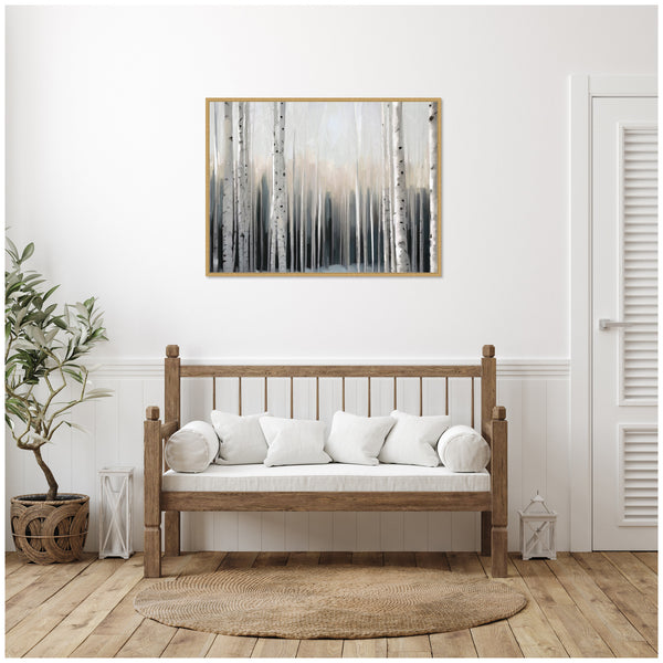 Kate & Laurel Sylvie Birch Tree Glow Framed Canvas By Mary Sparrow