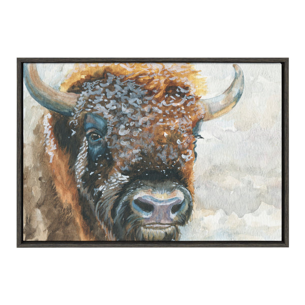 Kate & Laurel Sylvie Bison Framed Canvas By Jennifer Redstreake Geary Of Redstreake Fine Art