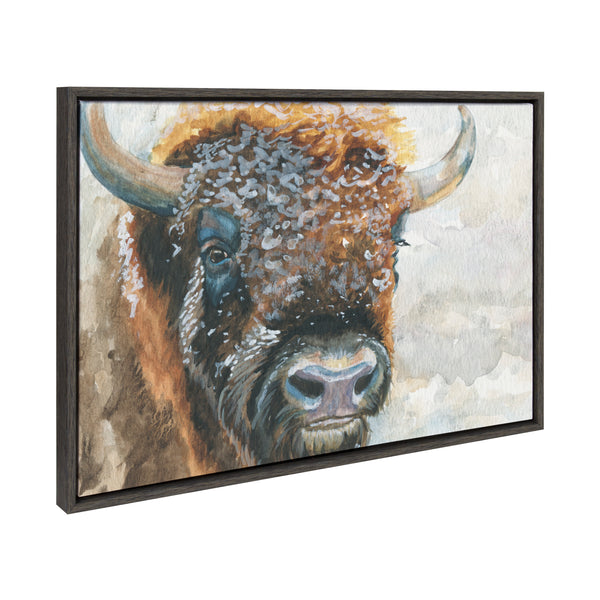 kate & laurel Sylvie Bison Framed Canvas by Jennifer Redstreake Geary of Redstreake Fine Art