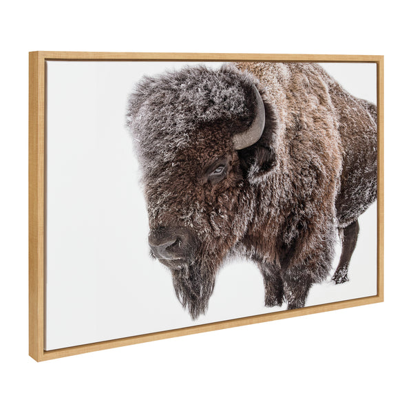 Kate & Laurel Sylvie Bison In Snow Framed Canvas By Amy Peterson Art Studio