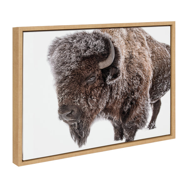 kate & laurel Sylvie Bison in Snow Framed Canvas by Amy Peterson Art Studio