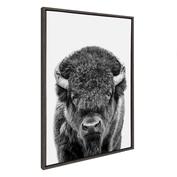 Kate & Laurel Sylvie Bison Portrait Black And White Framed Canvas By Amy Peterson Art Studio