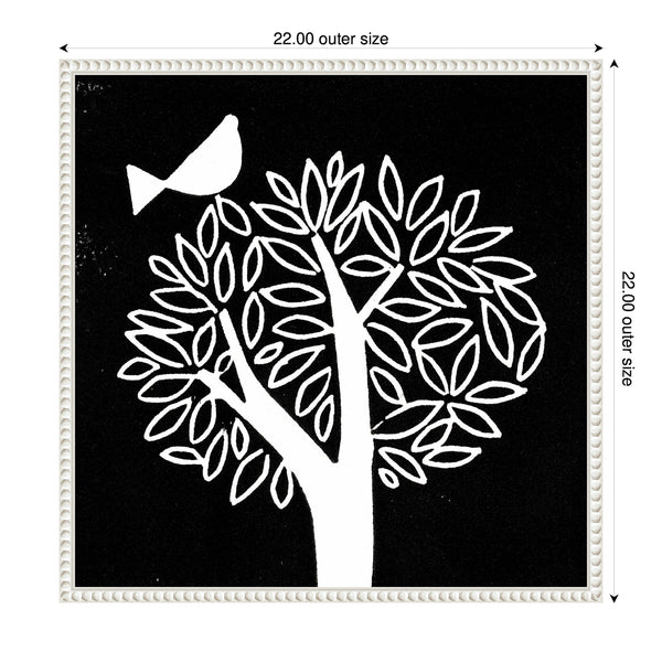 Kate & Laurel Sylvie Black And White Bird Tree Linocut Framed Canvas By Giuliana Lazzerini