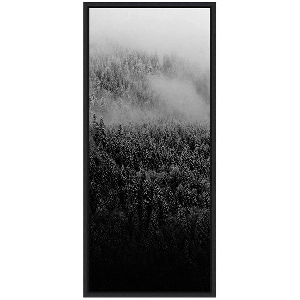 Kate & Laurel Sylvie Black And White Foggy Pine Forest In Winter Framed Canvas By Michael Schauer