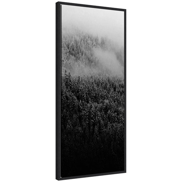 kate & laurel Sylvie Black and White Foggy Pine Forest in Winter Framed Canvas by Michael Schauer