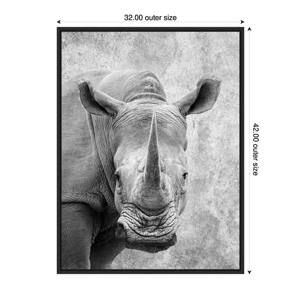 Kate & Laurel Sylvie Black And White Minimalist Rhino Framed Canvas By Simon Te Of Tai Prints
