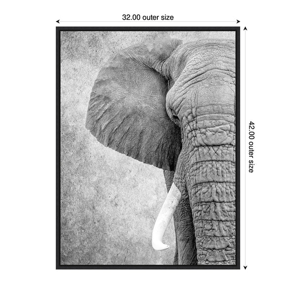 Kate & Laurel Sylvie Black And White Minimalist Safari Elephant Framed Canvas By Simon Te Of Tai Prints