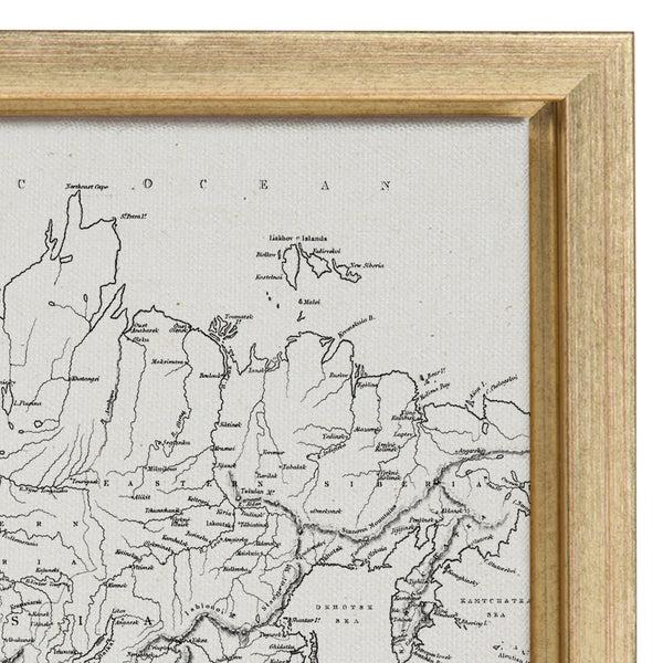 Kate & Laurel Sylvie Black And White Modern Retro World Map Framed Canvas Set By The Creative Bunch Studio