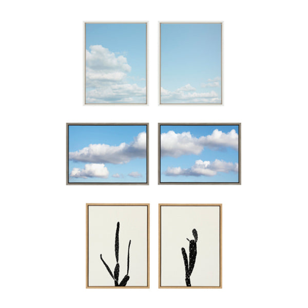 Kate & Laurel Sylvie Black And White Vintage Film Grain Cactus 1 And 2 Framed Canvas By Stephanie Klatt