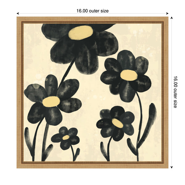 Kate & Laurel Sylvie Black Flowers Framed Canvas By Carrie Cantwell