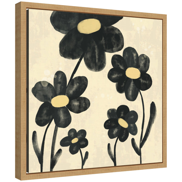 kate & laurel Sylvie Black Flowers Framed Canvas by Carrie Cantwell