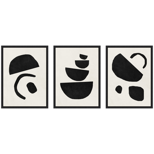 Kate & Laurel Sylvie Black Geometric Abstracts Framed Canvas Art Set By July Art Prints