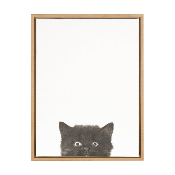 Kate & Laurel Sylvie Black Kitten Framed Canvas By Simon Te Of Tai Prints