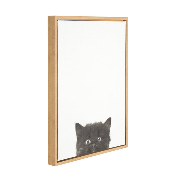 Kate & Laurel Sylvie Black Kitten Framed Canvas By Simon Te Of Tai Prints