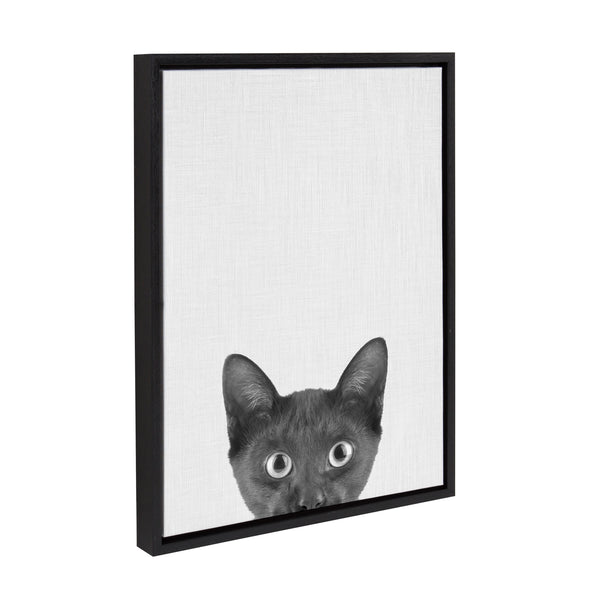 Kate & Laurel Sylvie Black Kitten Framed Canvas By Simon Te Of Tai Prints