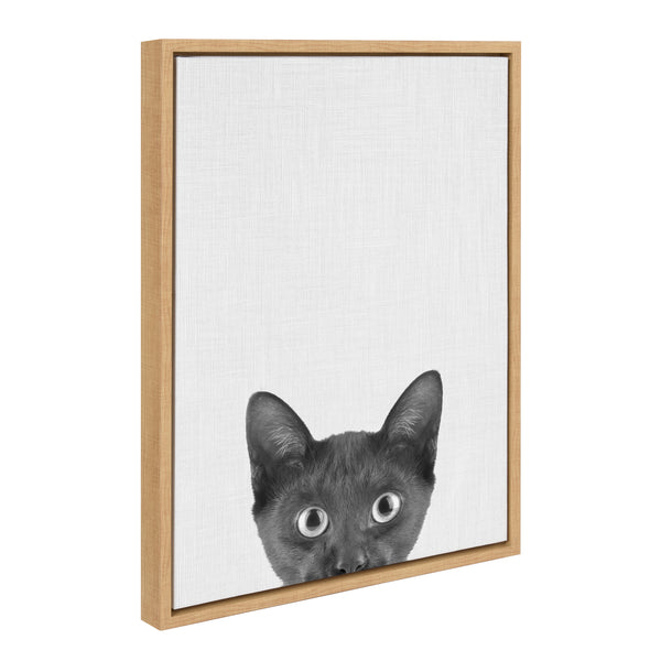 kate & laurel Sylvie Black Kitten Framed Canvas by Simon Te of Tai Prints