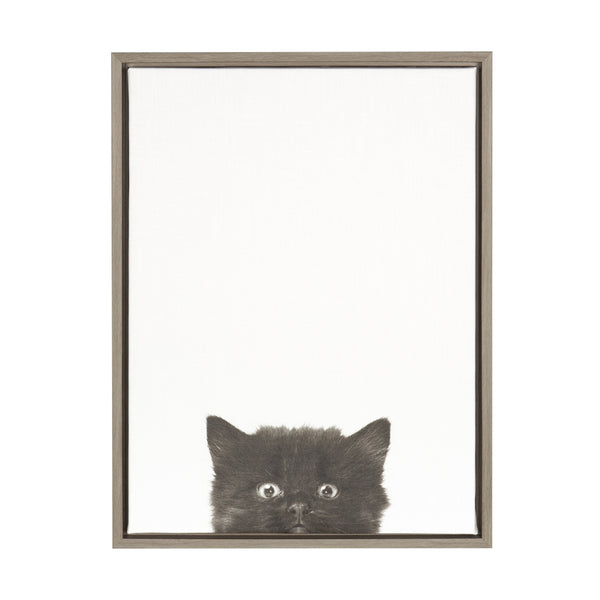 kate & laurel Sylvie Black Kitten Framed Canvas by Simon Te of Tai Prints