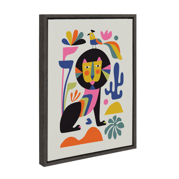 Kate & Laurel Sylvie Black Lion Framed Canvas By Rachel Lee Of My Dream Wall