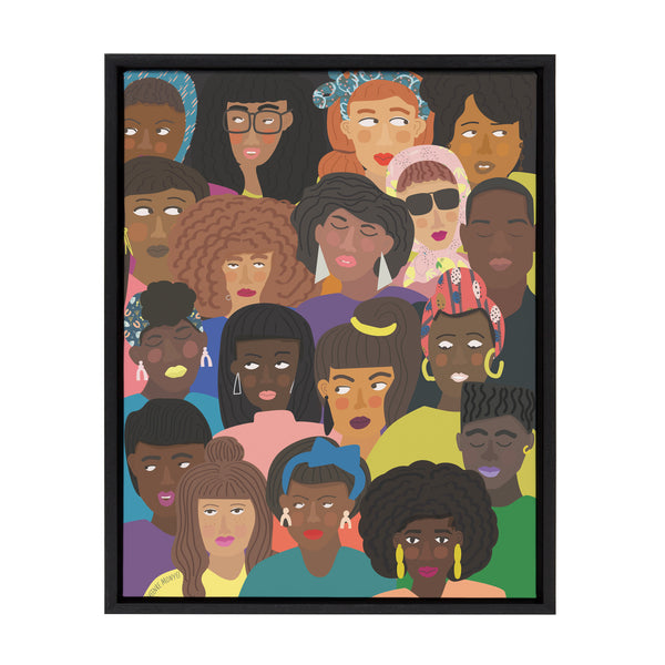 kate & laurel Sylvie Black People United Framed Canvas by Queenbe Monyei