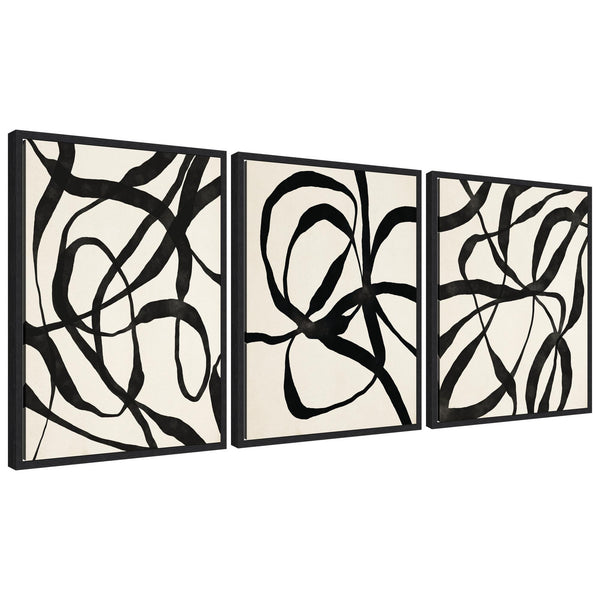 kate & laurel Sylvie Black Twist 1 3 and 4 Framed Canvas Art Set by Alicia Bock