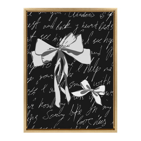 Kate & Laurel Sylvie Black White Bow Framed Canvas By Honey Island Studio