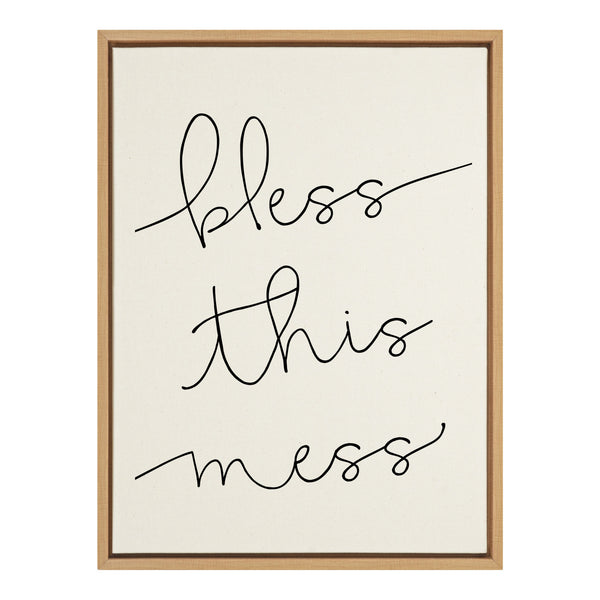 kate & laurel Sylvie Bless This Mess Framed Canvas by Maggie Price