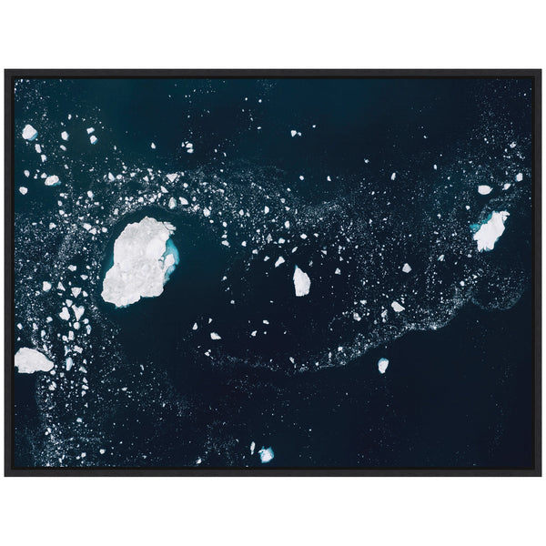 Kate & Laurel Sylvie Blue And White Iceberg Pattern In Greenland Framed Canvas By Michael Schauer