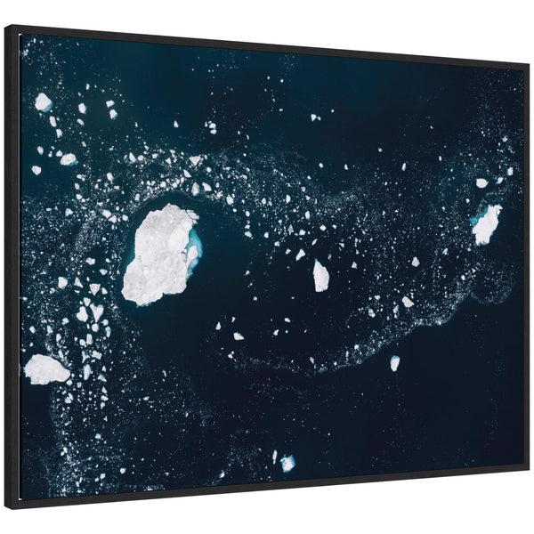 kate & laurel Sylvie Blue and White Iceberg Pattern in Greenland Framed Canvas by Michael Schauer