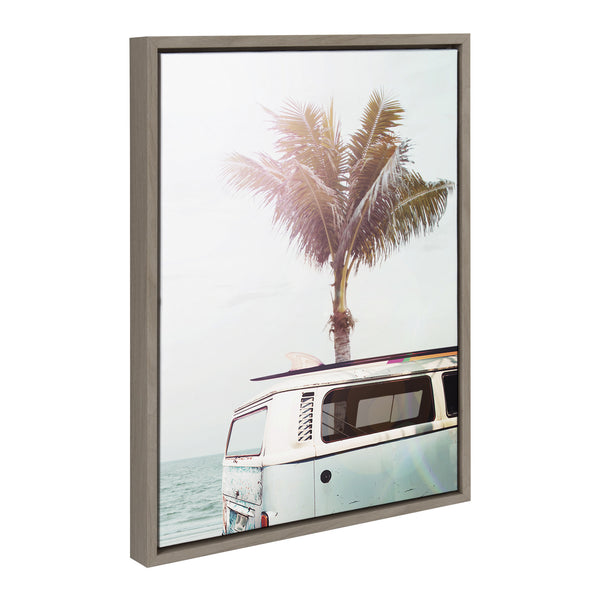 Kate & Laurel Sylvie Blue Beach Van Framed Canvas By Amy Peterson Art Studio