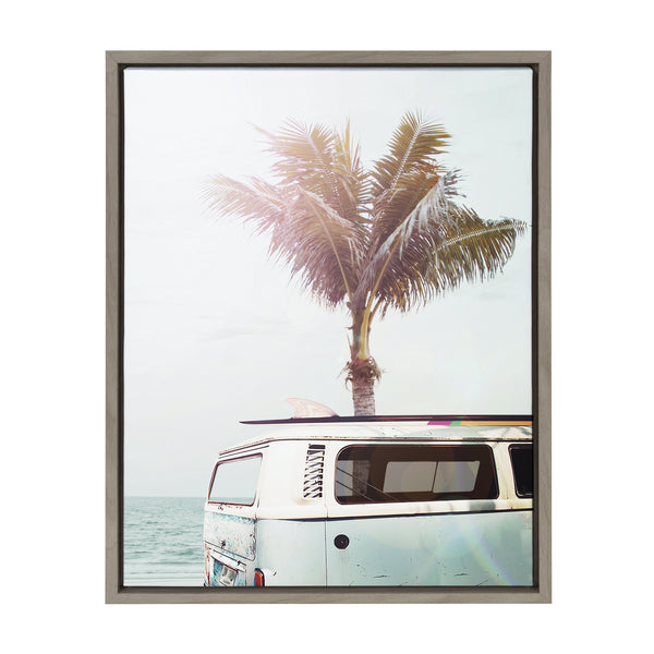kate & laurel Sylvie Blue Beach Van Framed Canvas by Amy Peterson Art Studio