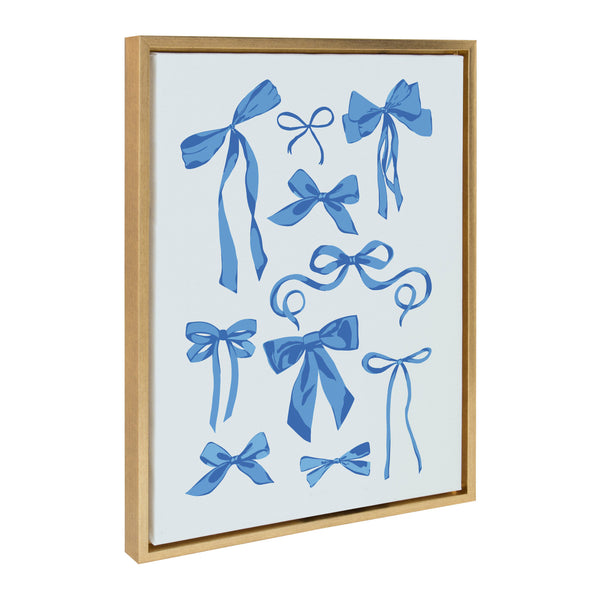 Kate & Laurel Sylvie Blue Bows Framed Canvas By Honey Island Studio