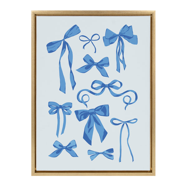 Kate & Laurel Sylvie Blue Bows Framed Canvas By Honey Island Studio