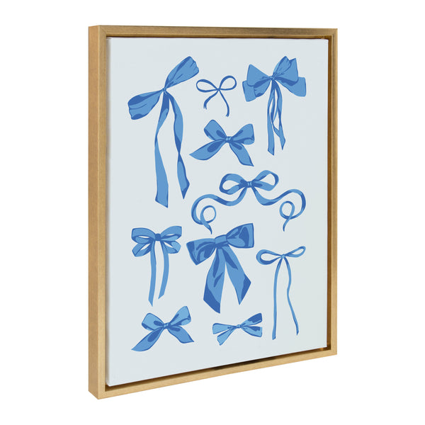 kate & laurel Sylvie Blue Bows Framed Canvas by Honey Island Studio